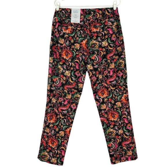 Croft & Barrow Women's Pull-on Paisley Multicolor Stretch Pants 12R Stretch NWT - Picture 2 of 14